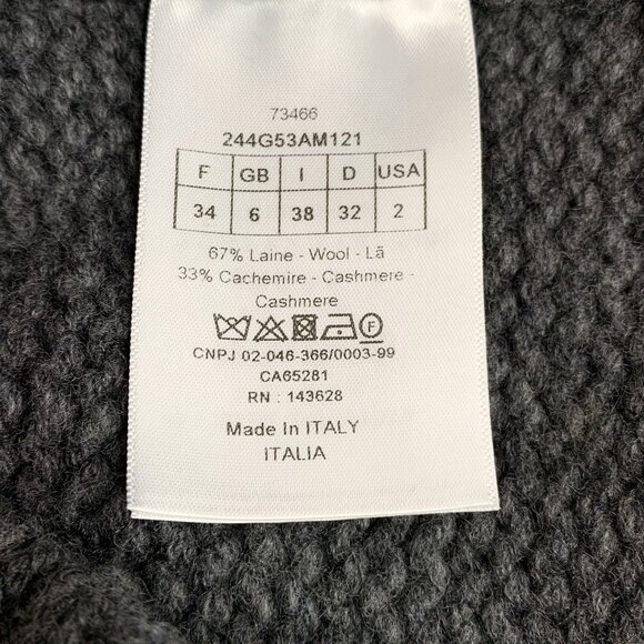 Christian Dior Dark Grey Wool & Cashmere Knitted Cardigan With Yellow Stripes & - Picture 3 of 7